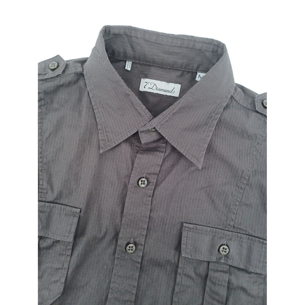 7 Diamonds Mens Meduim Black Long Sleeve Button-Down